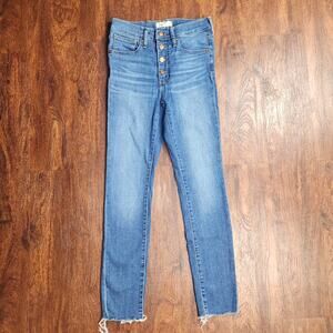Madewell 9" Mid Rise Button Fly Raw Hem Skinny Jeans, Size 24